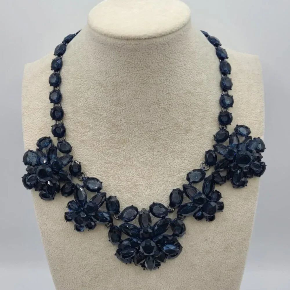 J Crew Navy Blue Stone Statement Necklace NWOT!